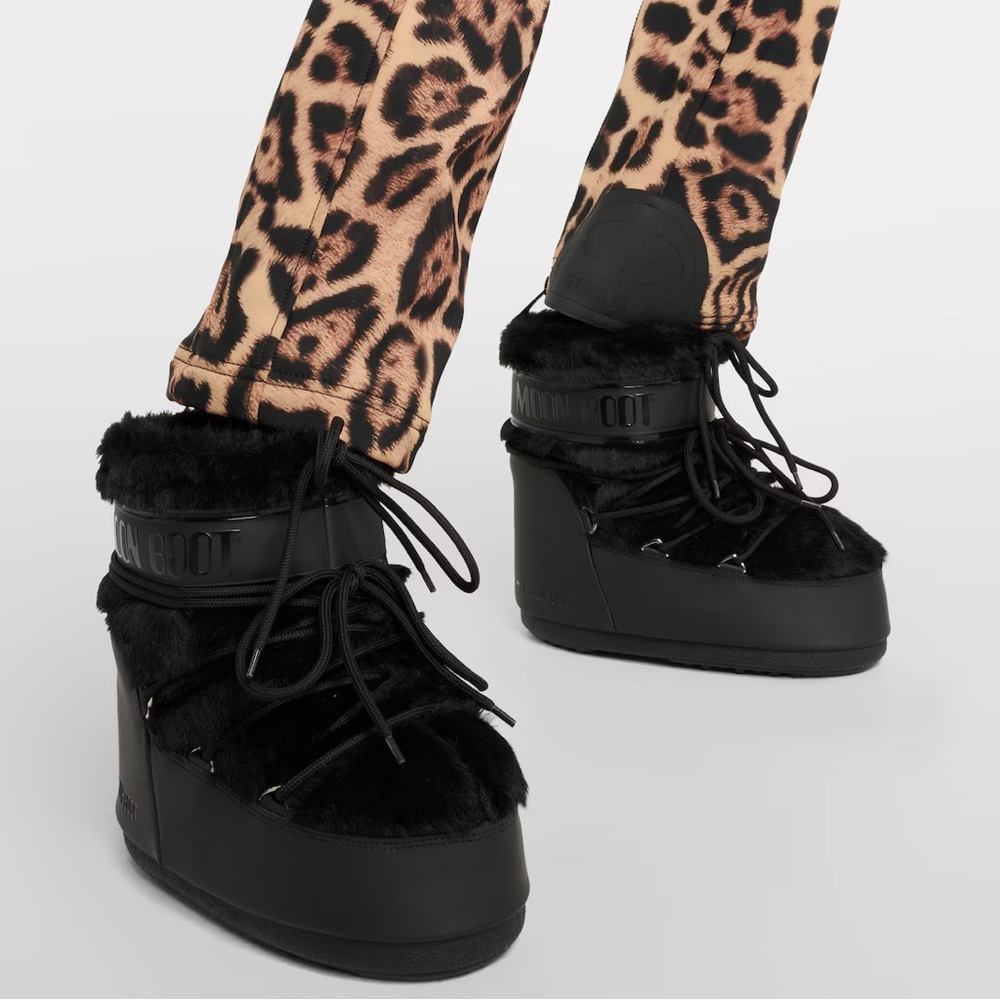 NWT Moon Boot Icon Low Black Faux Fur Boots EU 39/41